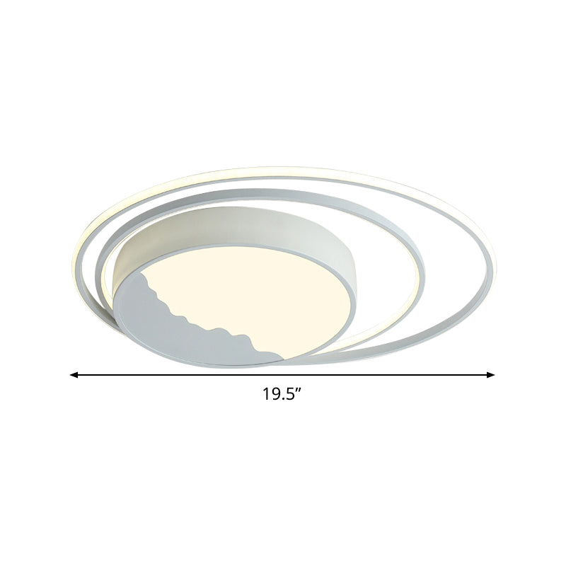 Macaron Grey/White Drum Acrylic Flush Mount LED Ceiling Light - 19.5"/23.5" Wide - Perfect for Bedrooms