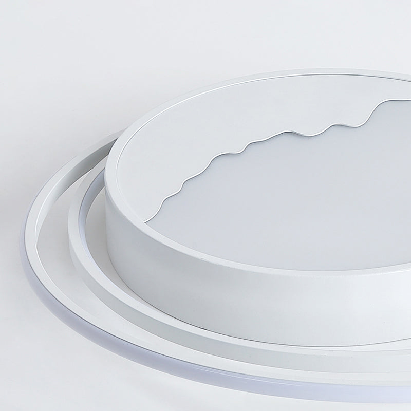 Macaron Grey/White Drum Acrylic Flush Mount LED Ceiling Light - 19.5"/23.5" Wide - Perfect for Bedrooms