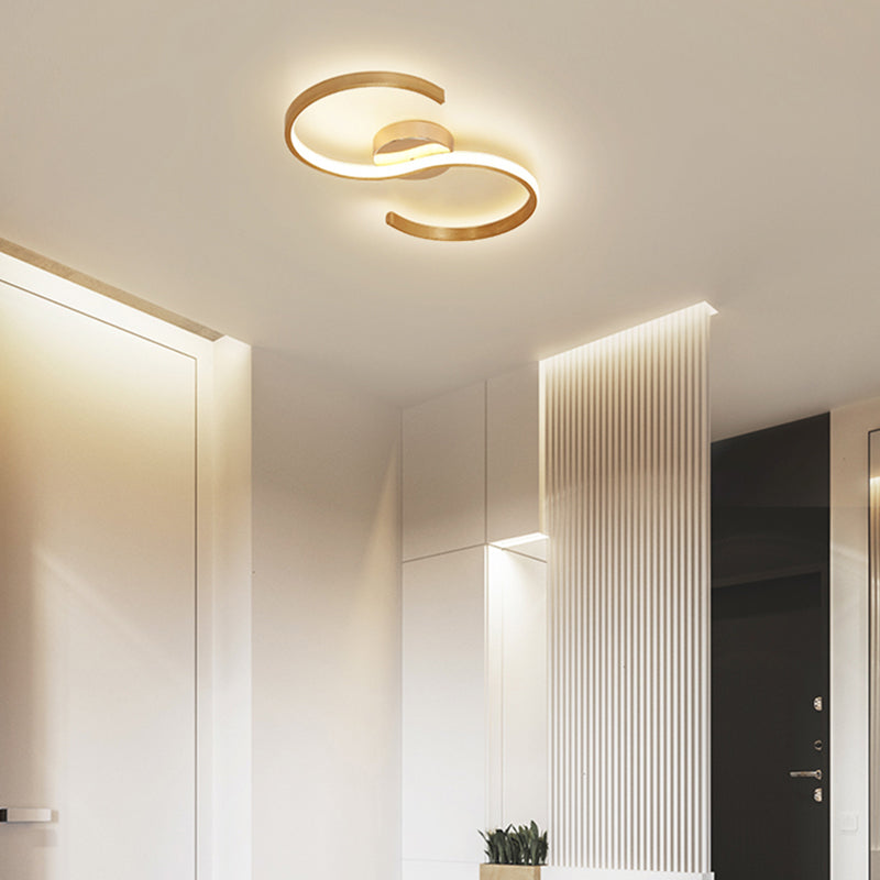 Modern Gold Acrylic LED Flush Mount Ceiling Light with Stepless Dimming & Remote Control - Warm/White Light