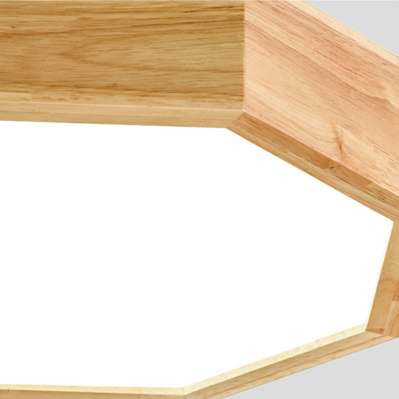 Plafonnier octogonal double - Lampe encastrée à LED en bois nordique pour chambre à coucher