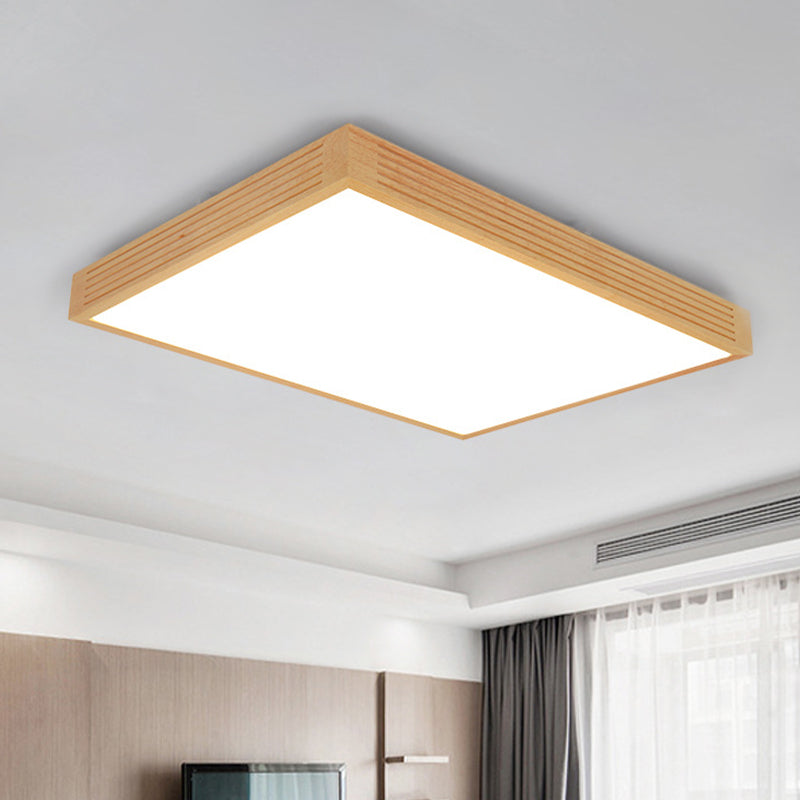 Modern Wooden LED Ceiling Flush Light - Warm/White Lighting for Living Room