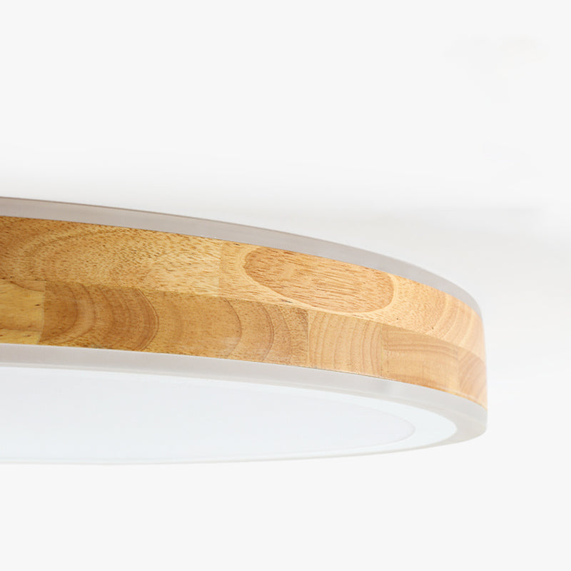 Nordic Style Natural Wood LED Flush Ceiling Lamp Kit - Super Thin & Round, 12"/15" Diameter - Ideal for Bedroom Lighting