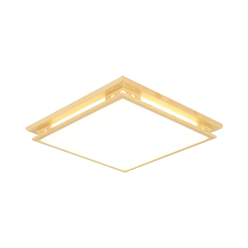 LED Ceiling Light Fixture: Modern Acrylic Shade with Wood Frame, Warm/White Light, 18"/21.5" Wide