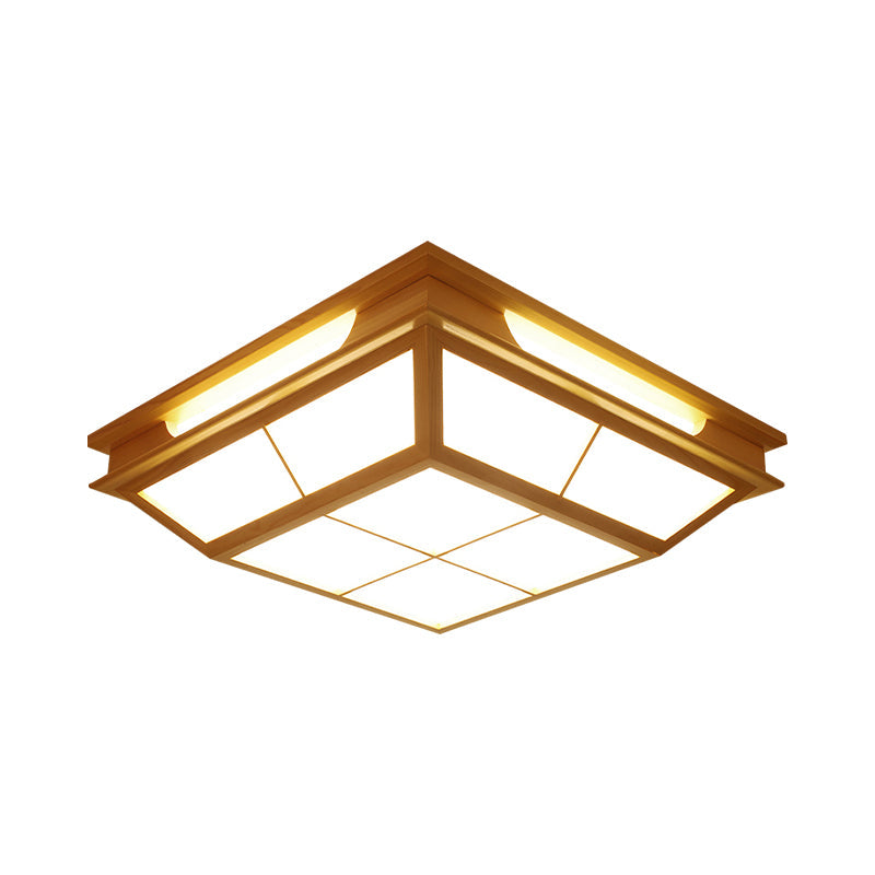 Beige Tapered Flush Light LED Natural Wood Ceiling Lamp in Warm/White Light - 18"/21.5" W