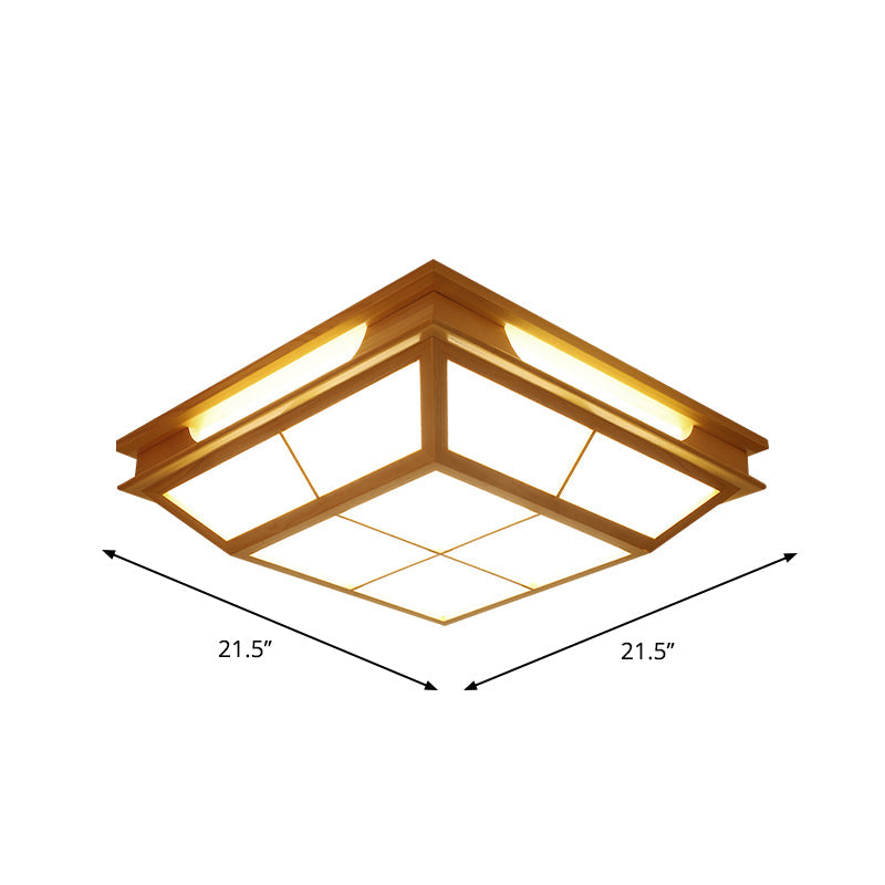 Beige Tapered Flush Light LED Natural Wood Ceiling Lamp in Warm/White Light - 18"/21.5" W