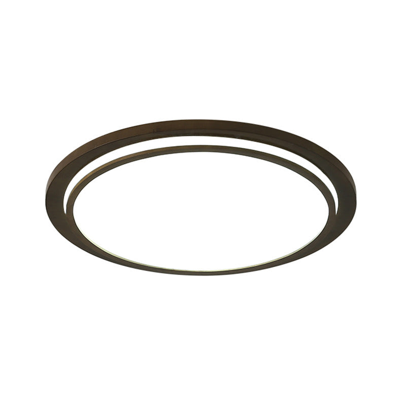 Plafonnier LED moderne en bois avec tambour – Marron, lampe montée au plafond avec lumière chaude/blanche/naturelle – 15"/18"/23" de large