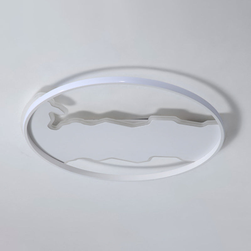 Minimalist Circle Flush Acrylic LED Ceiling Light in White, 16.5"/20.5" Wide - Bedroom Fixture