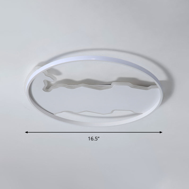 Minimalist Circle Flush Acrylic LED Ceiling Light in White, 16.5"/20.5" Wide - Bedroom Fixture