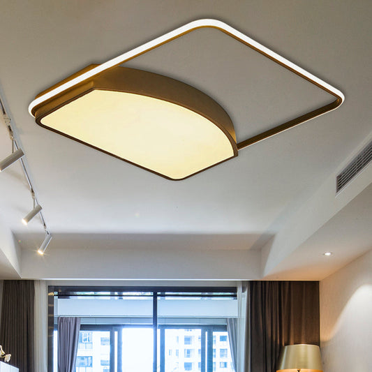 Contemporary Geometric Flush Light Fixture - 21.5"/37.5" Wide, Acrylic Black LED Ceiling Lamp