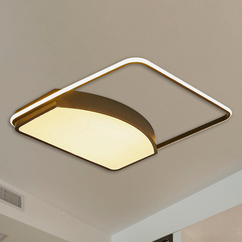 Contemporary Geometric Flush Light Fixture - 21.5"/37.5" Wide, Acrylic Black LED Ceiling Lamp
