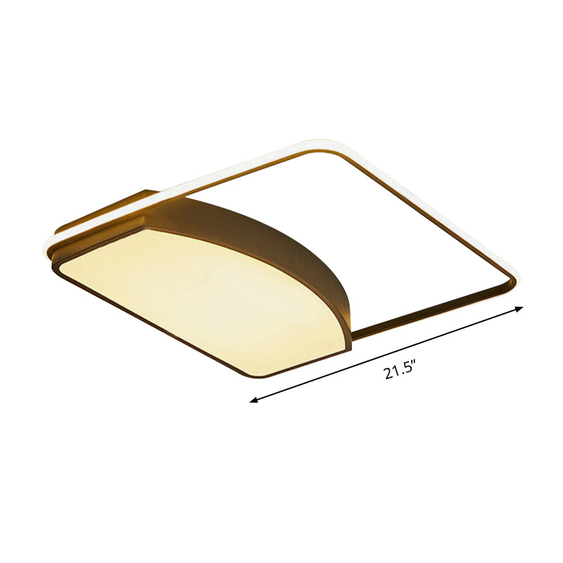 Contemporary Geometric Flush Light Fixture - 21.5"/37.5" Wide, Acrylic Black LED Ceiling Lamp