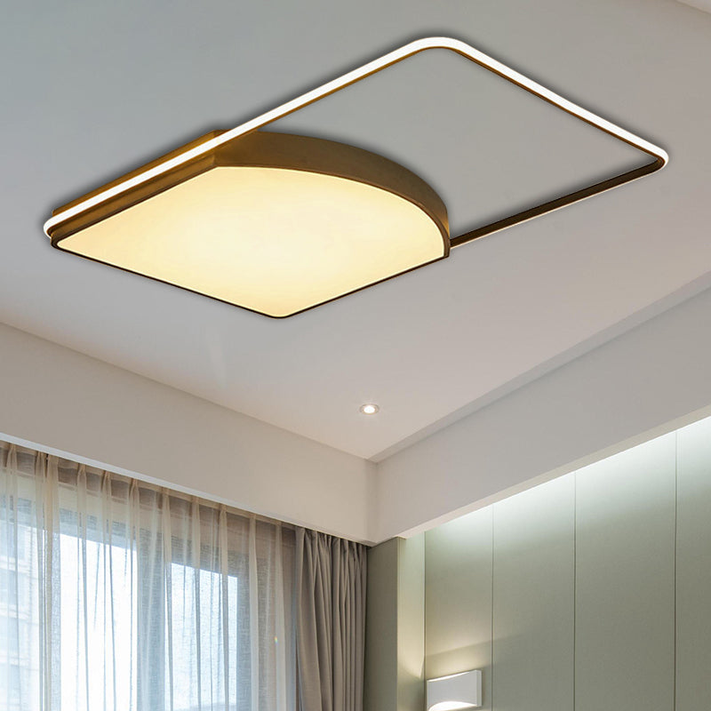 Contemporary Geometric Flush Light Fixture - 21.5"/37.5" Wide, Acrylic Black LED Ceiling Lamp