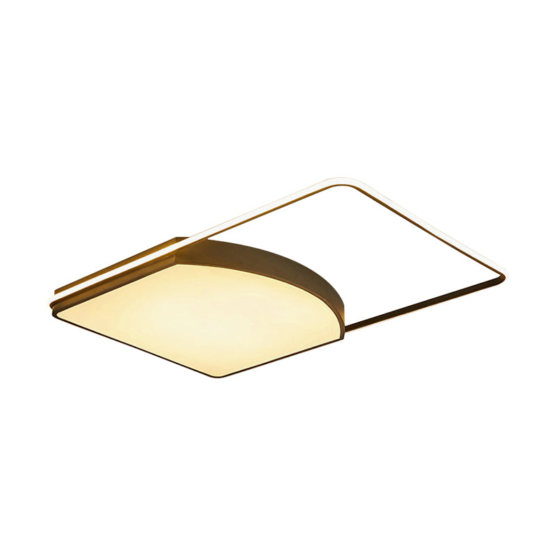 Contemporary Geometric Flush Light Fixture - 21.5"/37.5" Wide, Acrylic Black LED Ceiling Lamp
