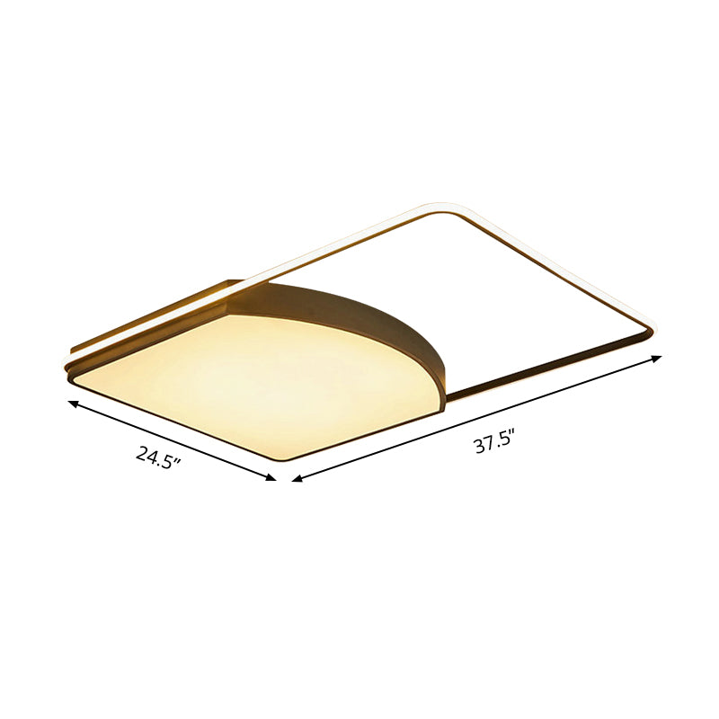 Contemporary Geometric Flush Light Fixture - 21.5"/37.5" Wide, Acrylic Black LED Ceiling Lamp