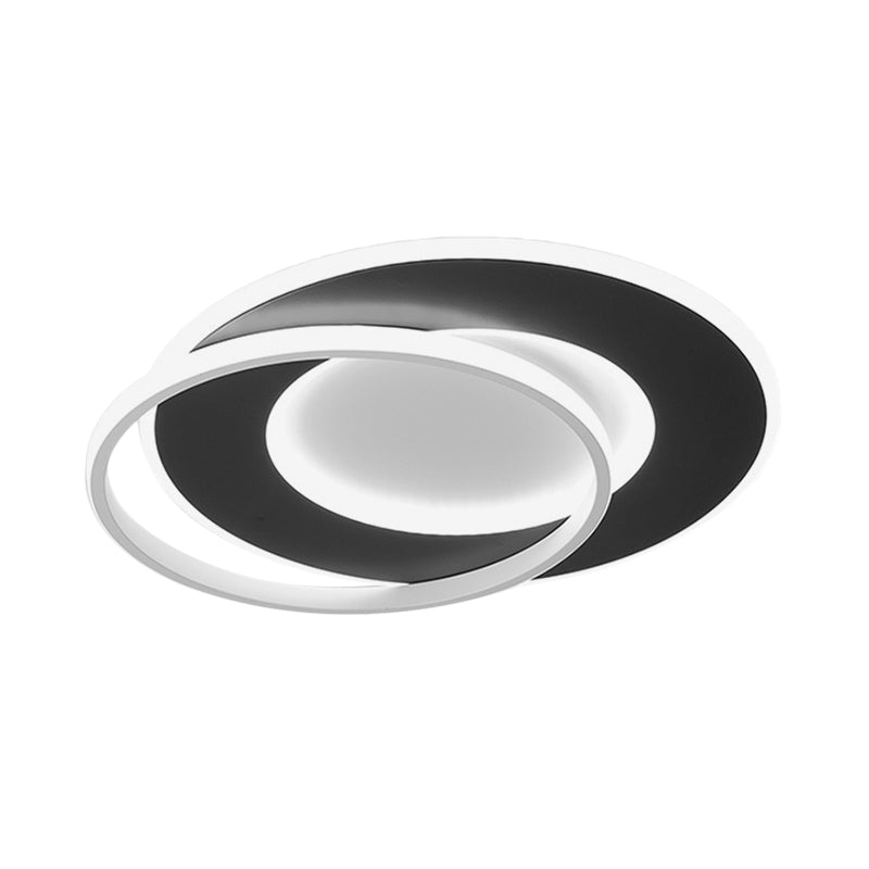 Modern Black Flush Mount LED Ceiling Light with Remote Control Dimming - 18"/22" Wide Ring in Warm/White Light
