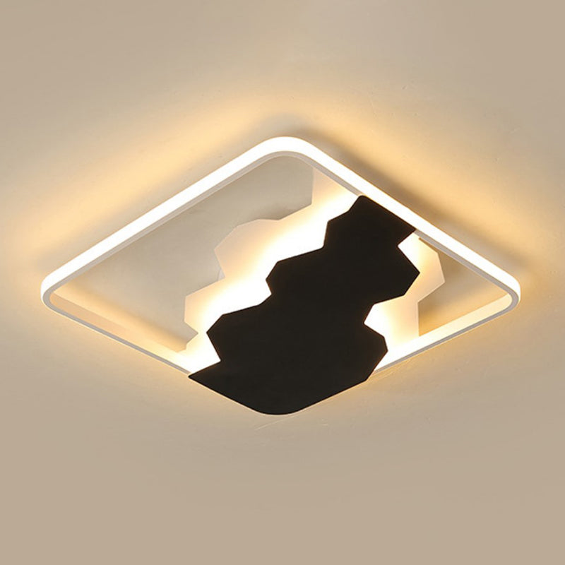 Modern Black Geometric Flush Mount Lamp with Acrylic LED Ceiling Lighting - Warm/White Light, Third Gear