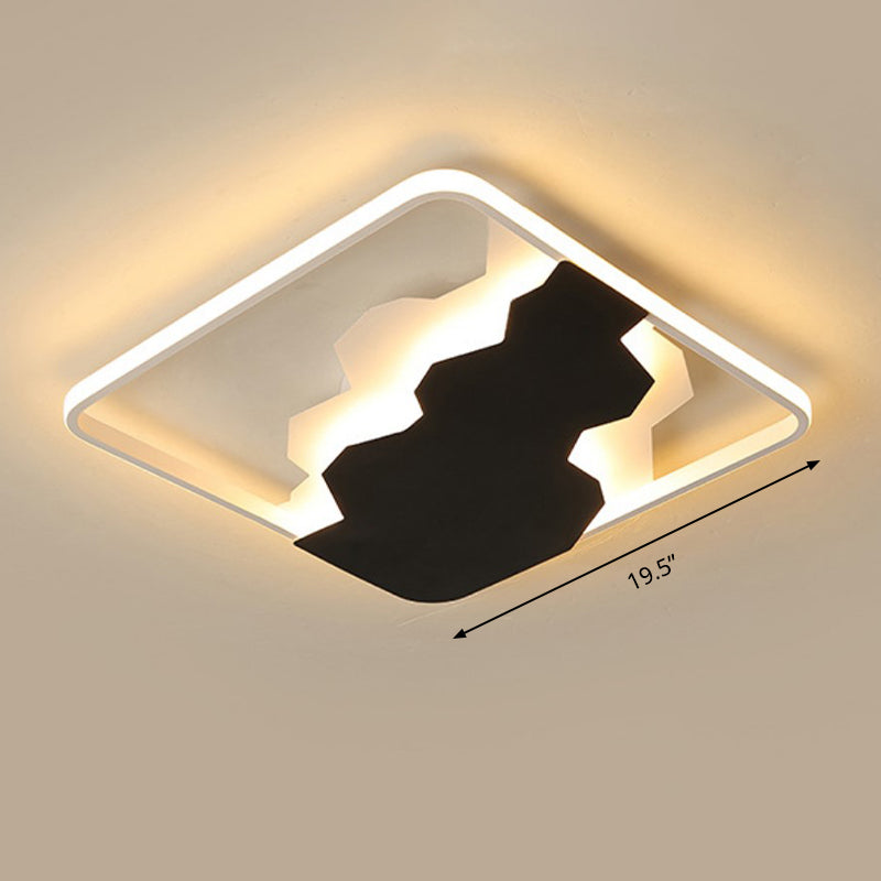 Modern Black Geometric Flush Mount Lamp with Acrylic LED Ceiling Lighting - Warm/White Light, Third Gear