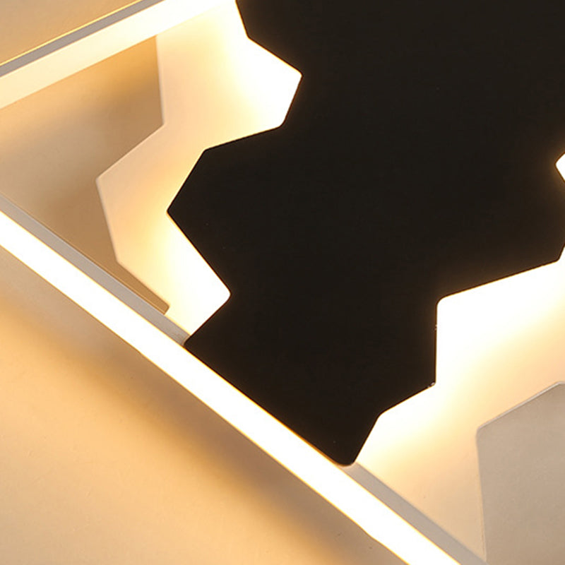 Modern Black Geometric Flush Mount Lamp with Acrylic LED Ceiling Lighting - Warm/White Light, Third Gear