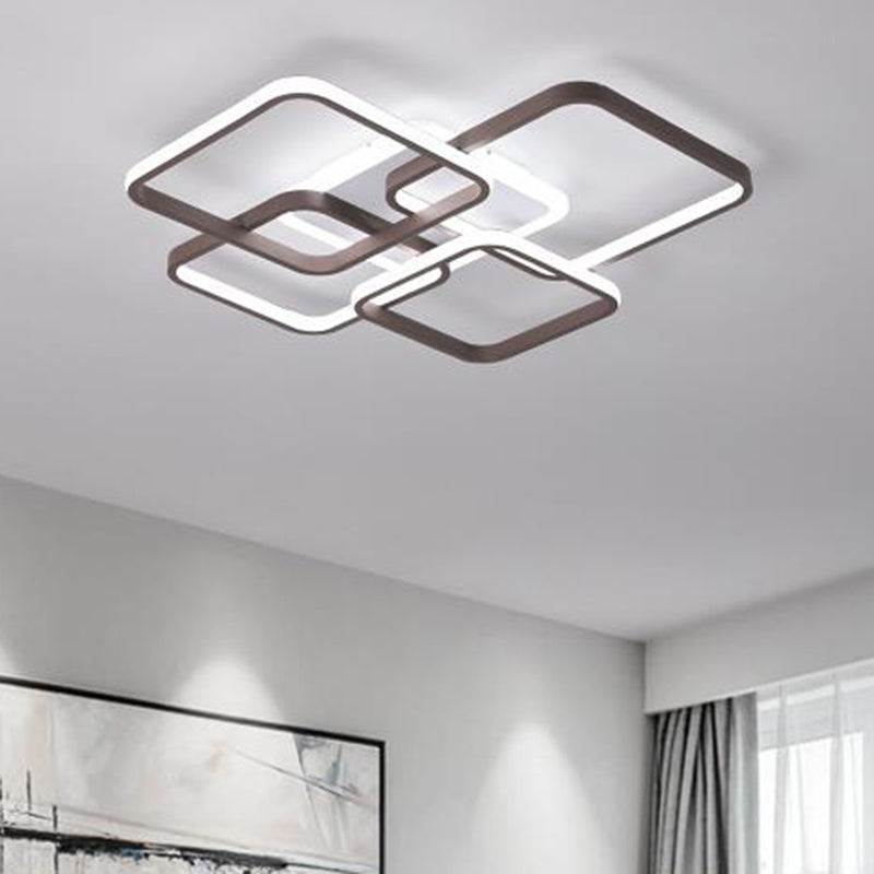 Minimalist Acrylic Flush Light - 4/7 Heads, 23.5"/35.5" Wide, Brown Ceiling Lamp in Warm/White Light