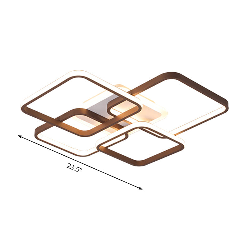 Minimalist Acrylic Flush Light - 4/7 Heads, 23.5"/35.5" Wide, Brown Ceiling Lamp in Warm/White Light