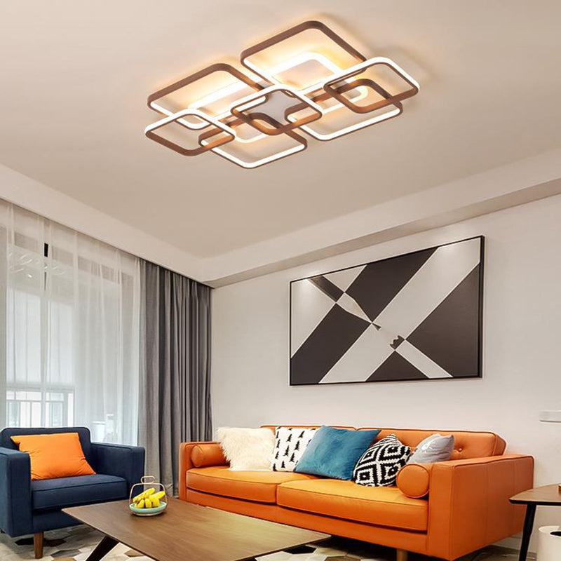 Minimalist Acrylic Flush Light - 4/7 Heads, 23.5"/35.5" Wide, Brown Ceiling Lamp in Warm/White Light