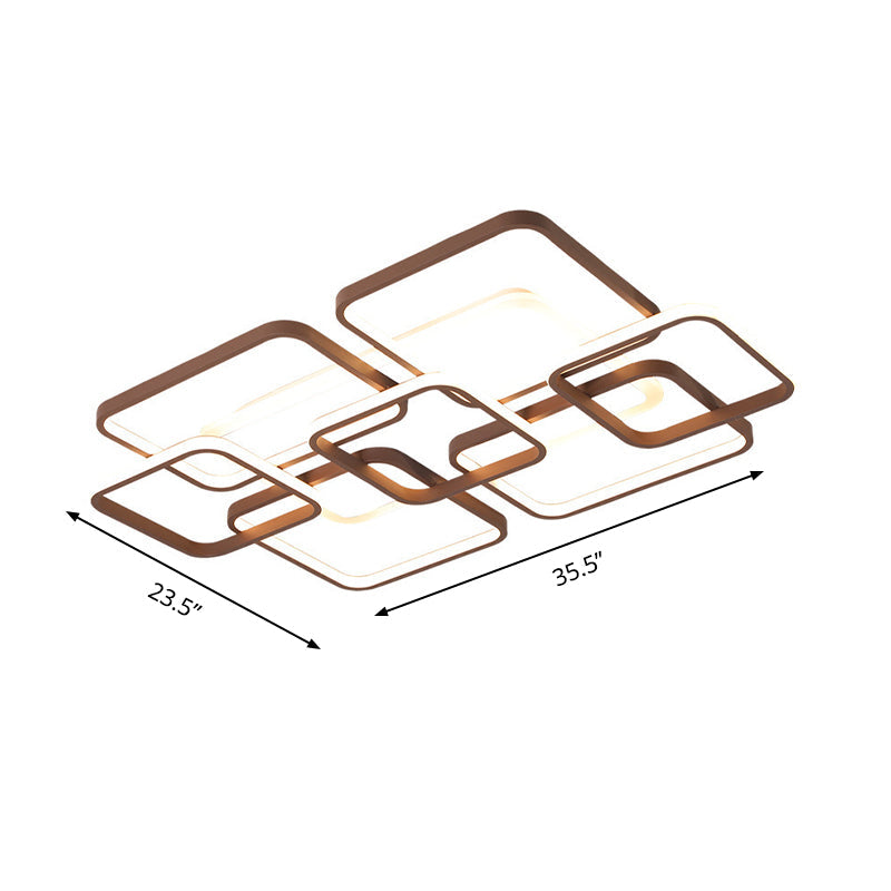 Minimalist Acrylic Flush Light - 4/7 Heads, 23.5"/35.5" Wide, Brown Ceiling Lamp in Warm/White Light