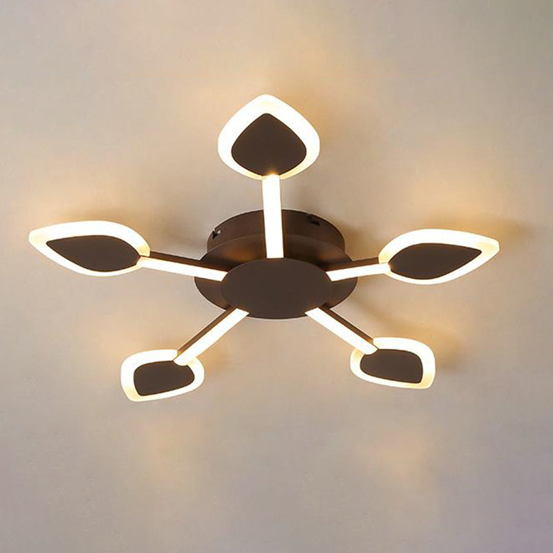 Contemporary Sputnik Flush Light in Brown Acrylic - 5/11 Heads - 29.5"/45" Wide - Warm/White Close to Ceiling Lighting
