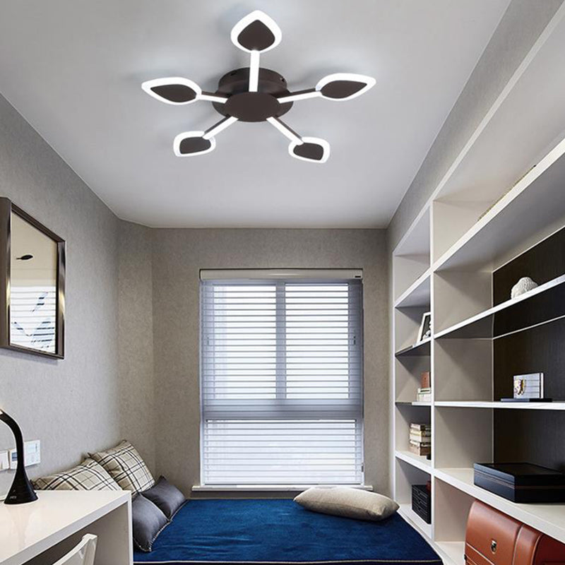 Contemporary Sputnik Flush Light in Brown Acrylic - 5/11 Heads - 29.5"/45" Wide - Warm/White Close to Ceiling Lighting