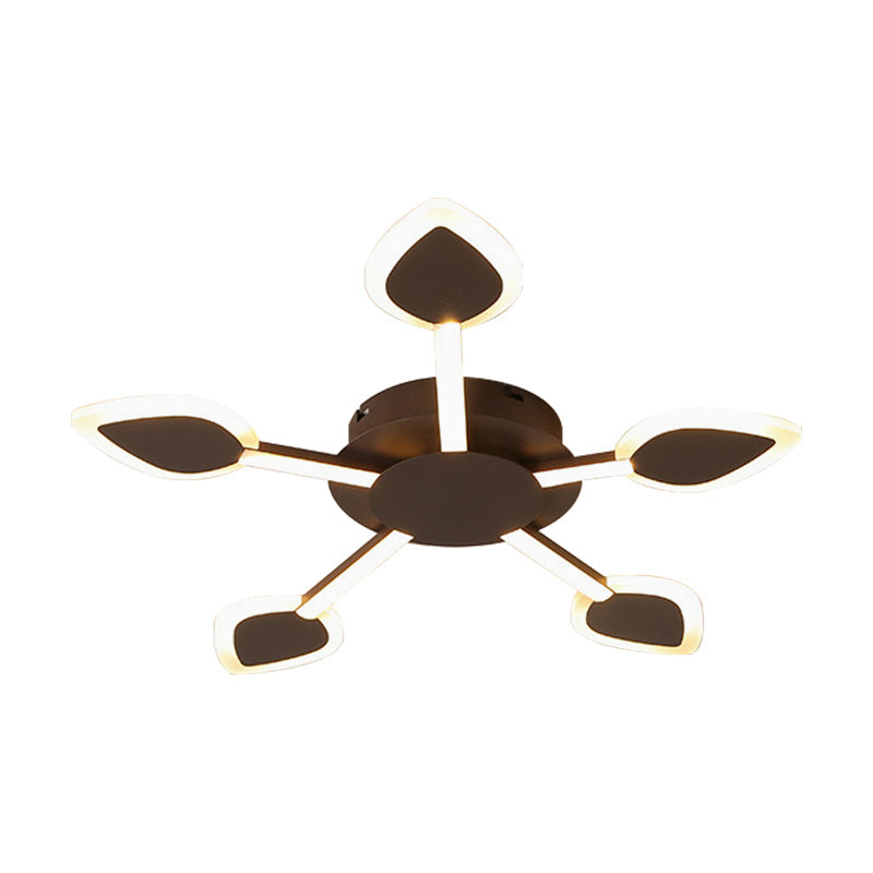 Contemporary Sputnik Flush Light in Brown Acrylic - 5/11 Heads - 29.5"/45" Wide - Warm/White Close to Ceiling Lighting