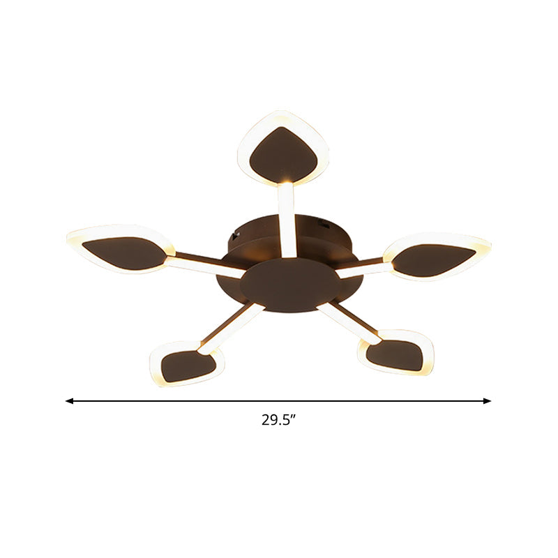 Contemporary Sputnik Flush Light in Brown Acrylic - 5/11 Heads - 29.5"/45" Wide - Warm/White Close to Ceiling Lighting