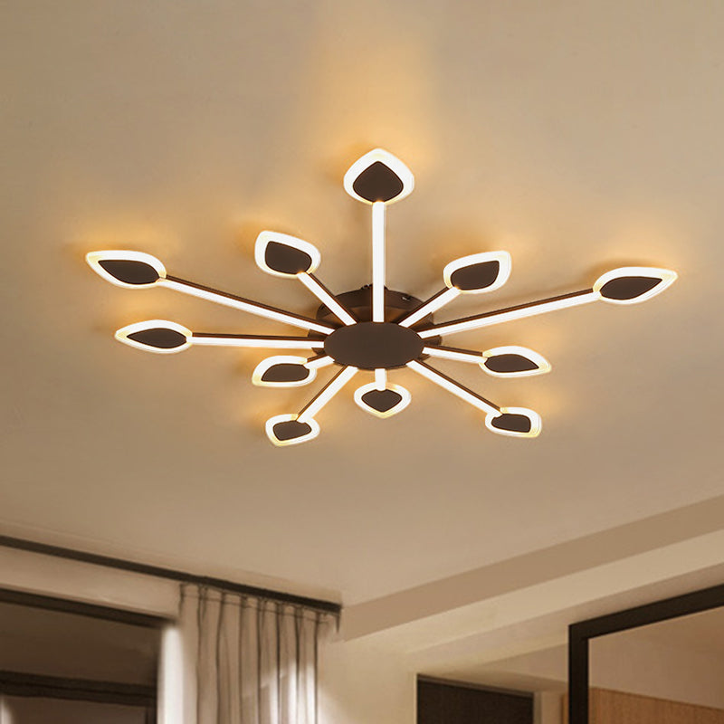 Contemporary Sputnik Flush Light in Brown Acrylic - 5/11 Heads - 29.5"/45" Wide - Warm/White Close to Ceiling Lighting