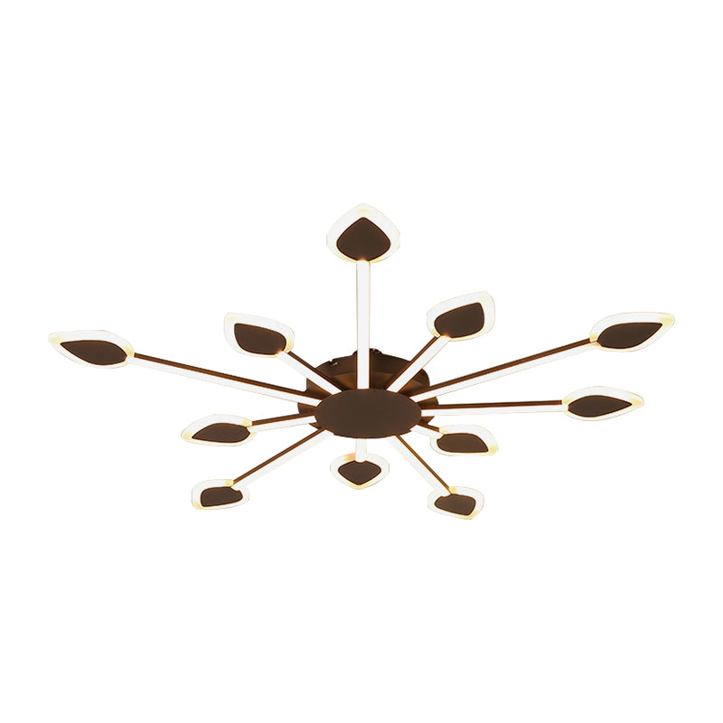 Contemporary Sputnik Flush Light in Brown Acrylic - 5/11 Heads - 29.5"/45" Wide - Warm/White Close to Ceiling Lighting