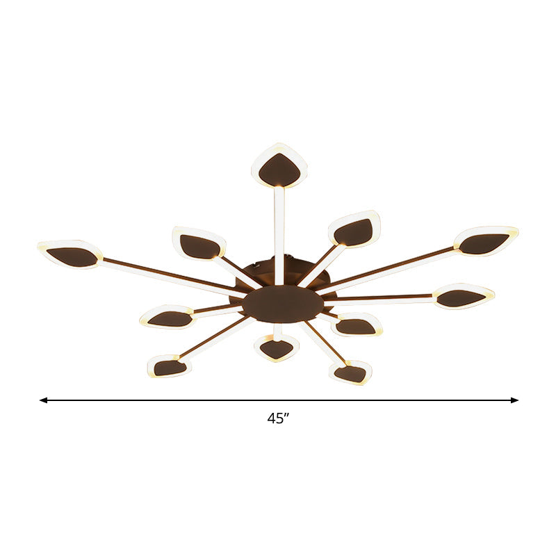 Contemporary Sputnik Flush Light in Brown Acrylic - 5/11 Heads - 29.5"/45" Wide - Warm/White Close to Ceiling Lighting