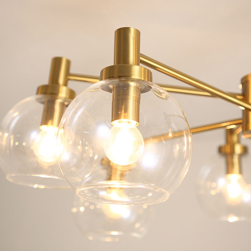 Radial Clear Glass Gold Chandelier Light Fixture - Postmodern Hanging Light with 8/12 Lights