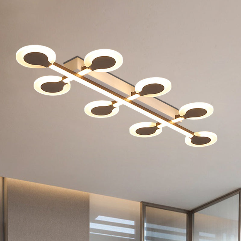 Contemporary Brown Acrylic Flush Mount Ceiling Lamp with Warm/White Light - 8/10/12 Bulbs, 31.5"/39"/47" Wide