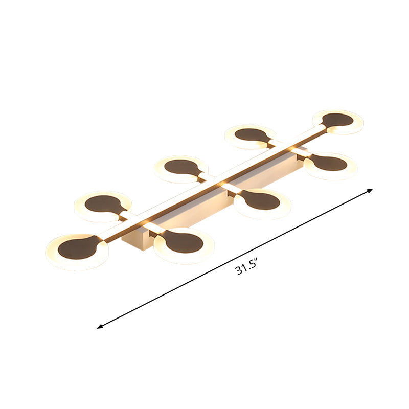 Contemporary Brown Acrylic Flush Mount Ceiling Lamp with Warm/White Light - 8/10/12 Bulbs, 31.5"/39"/47" Wide
