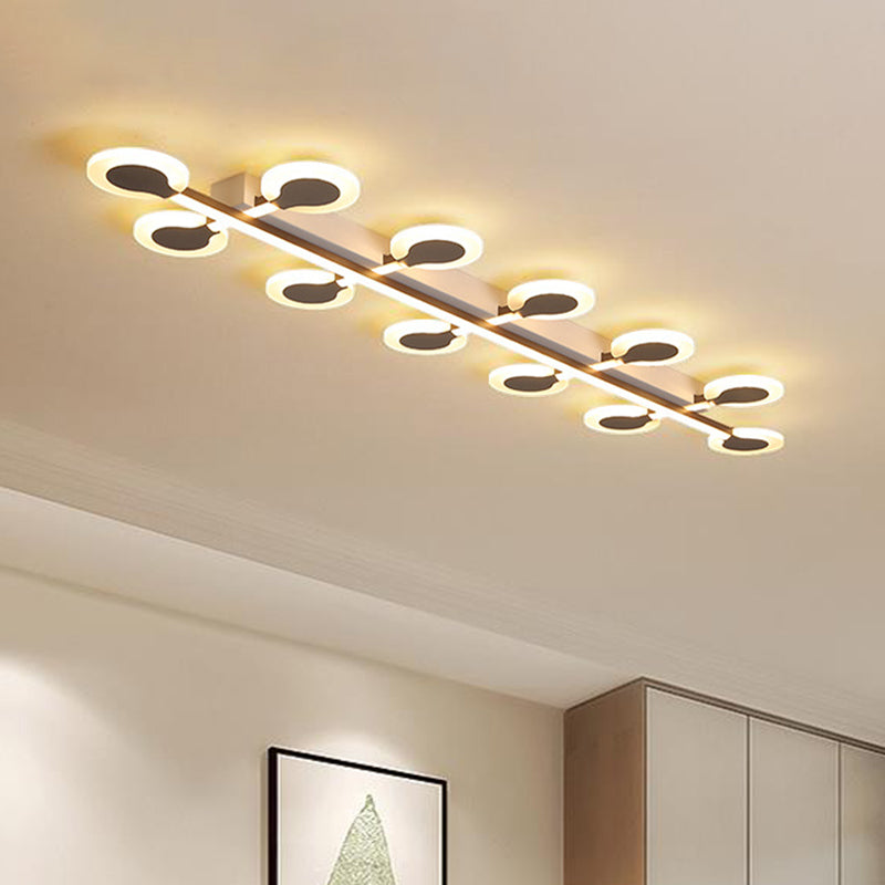 Contemporary Brown Acrylic Flush Mount Ceiling Lamp With Warm/White Light - 8/10/12 Bulbs 31.5/39/47