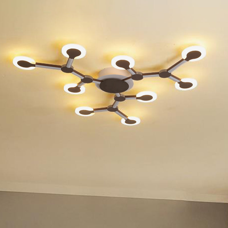 Minimalist Acrylic Flushmount Starburst Ceiling Light Fixture in Warm/White Light - 33.5"/39" Wide - Brown Finish - 9/12 Heads