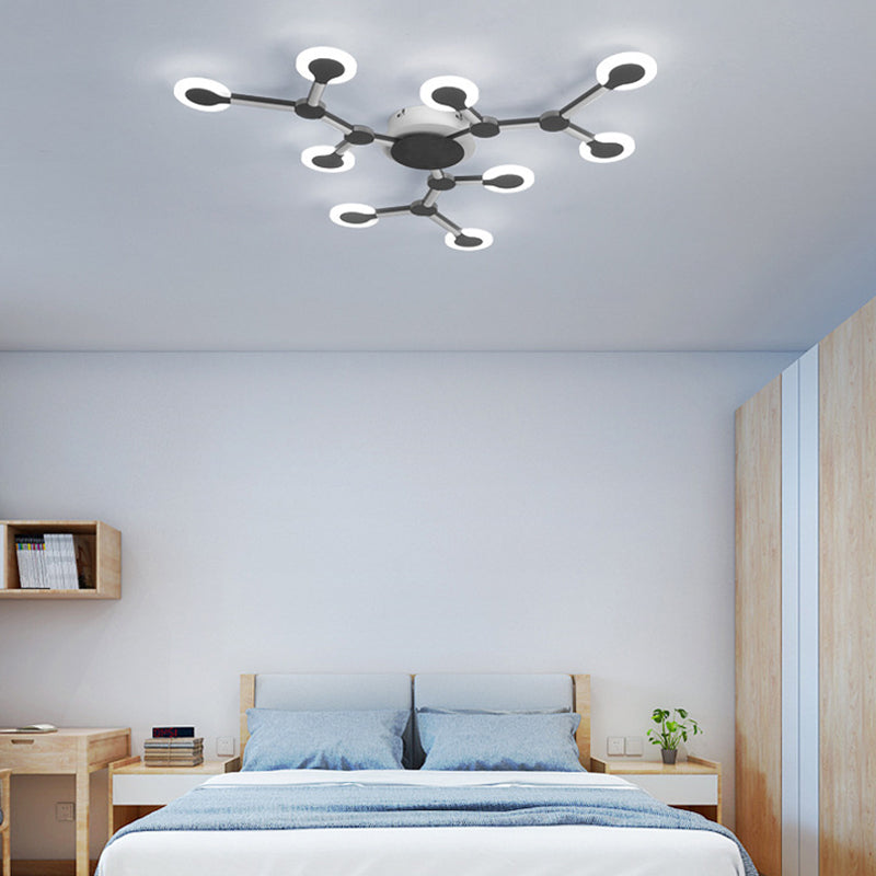 Minimalist Acrylic Flushmount Starburst Ceiling Light Fixture in Warm/White Light - 33.5"/39" Wide - Brown Finish - 9/12 Heads