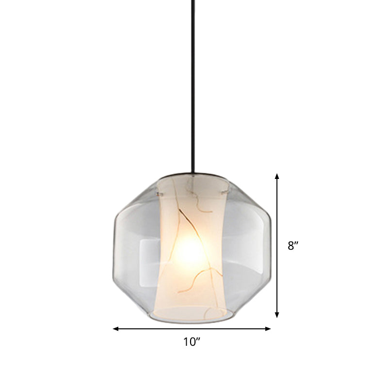 Suspension lanterne en verre transparent de 8"/10" avec abat-jour en marbre blanc