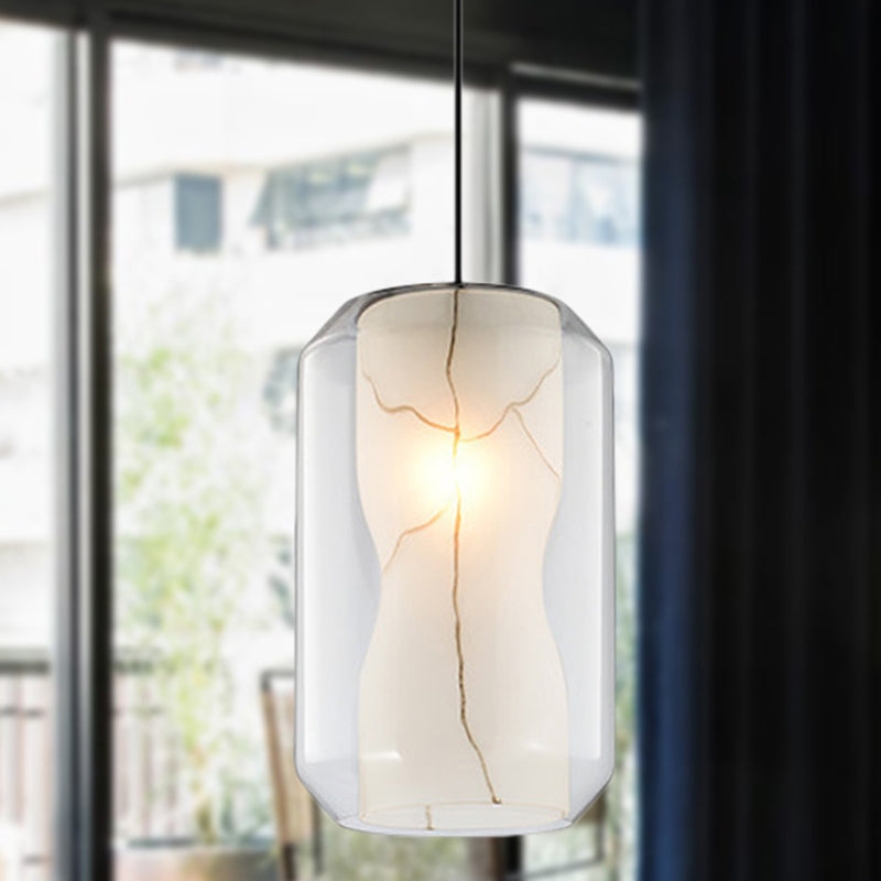 Suspension lanterne en verre transparent de 8"/10" avec abat-jour en marbre blanc