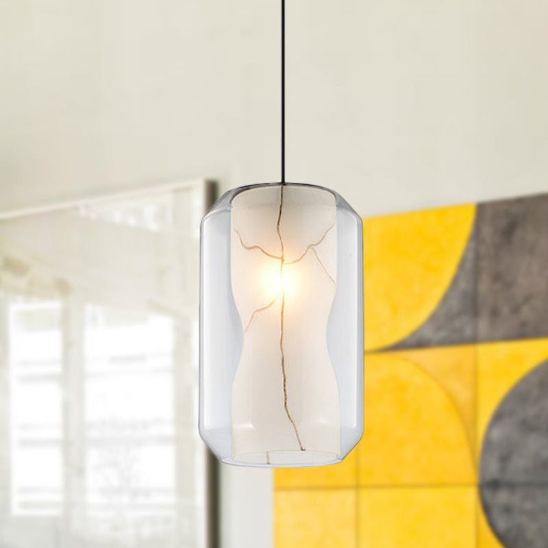 Suspension lanterne en verre transparent de 8"/10" avec abat-jour en marbre blanc