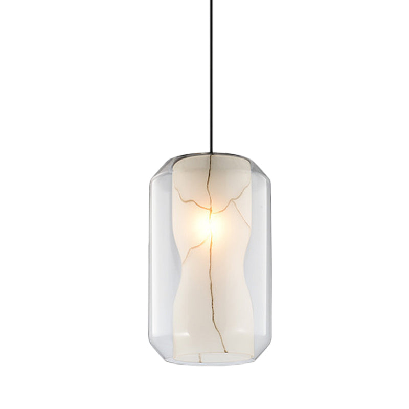 Suspension lanterne en verre transparent de 8"/10" avec abat-jour en marbre blanc