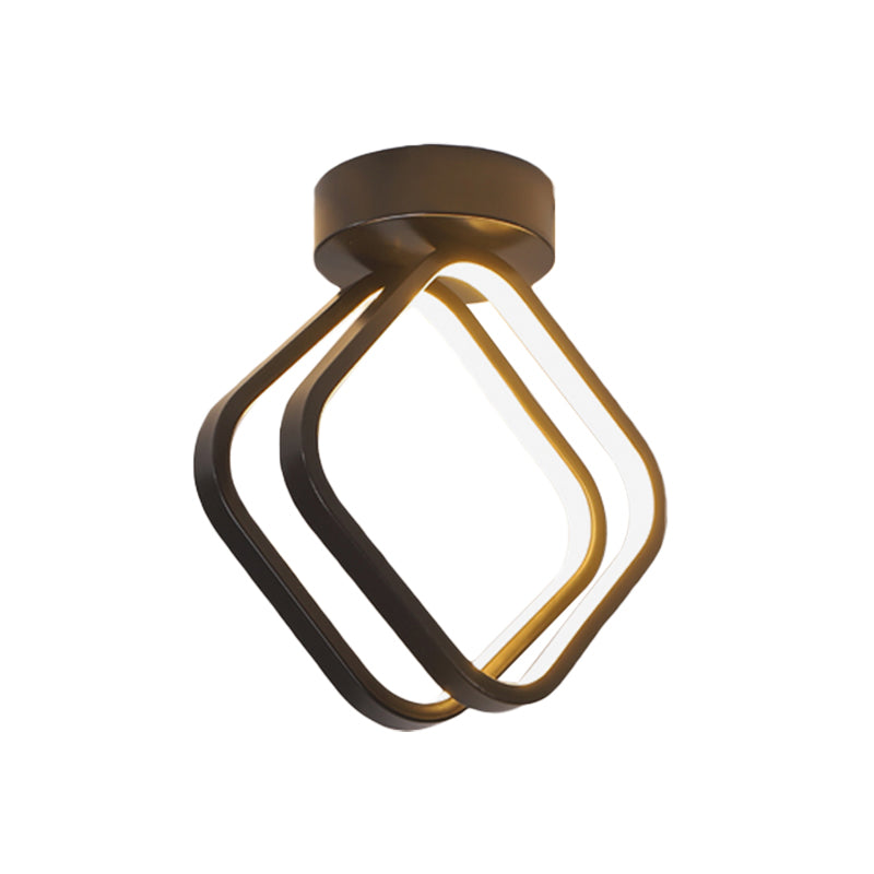 Minimalist Black/White LED Ceiling Light - Acrylic Rhombus Flush Mount Lighting with Warm/White/3 Color Light Option