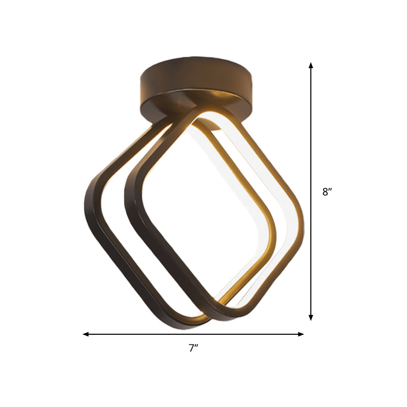 Minimalist Black/White LED Ceiling Light - Acrylic Rhombus Flush Mount Lighting with Warm/White/3 Color Light Option