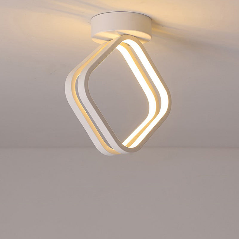 Minimalist Black/White LED Ceiling Light - Acrylic Rhombus Flush Mount Lighting with Warm/White/3 Color Light Option
