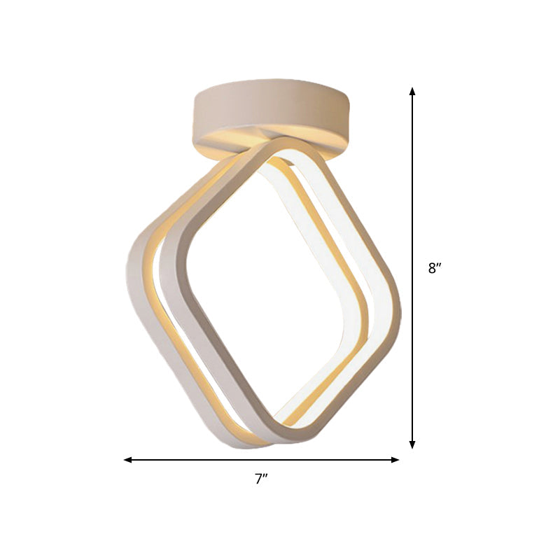 Minimalist Black/White LED Ceiling Light - Acrylic Rhombus Flush Mount Lighting with Warm/White/3 Color Light Option