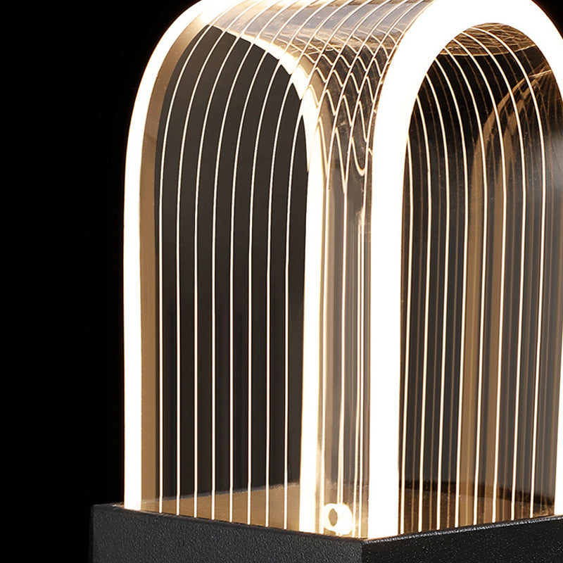 Modern Oval Chandelier Light - Acrylic 6/8/12 Heads Living Room Hanging Lamp with Black Rod - Warm/White Light