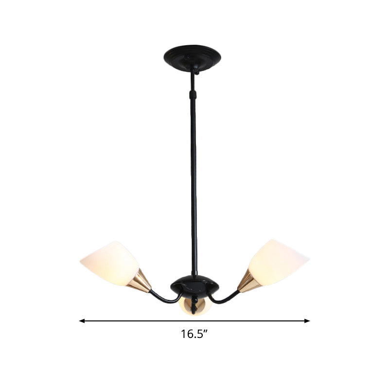 Modern Beveled Glass Chandelier - White & Black Hanging Ceiling Light with Starburst Design | 3/6/8 Heads