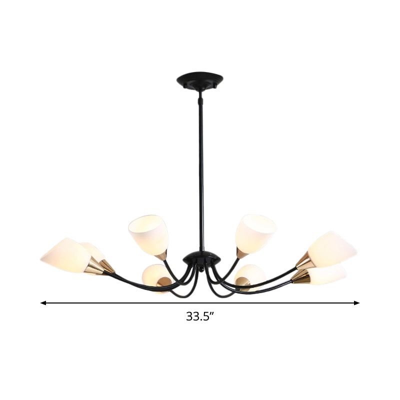 Modern Beveled Glass Chandelier - White & Black Hanging Ceiling Light with Starburst Design | 3/6/8 Heads